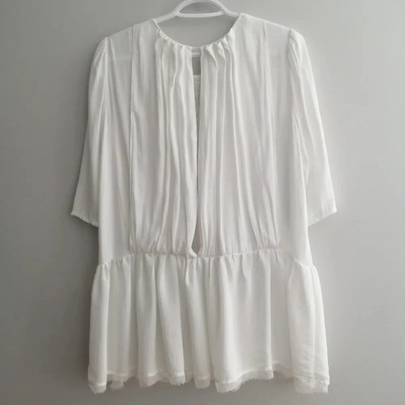 Free People Bohemian Victorian Drop Waist Blouse with Lace White Small - Picture 3 of 14